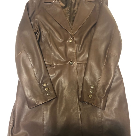 Nicole Miller Genuine Brown Leather Jacket - Picture 3 of 7
